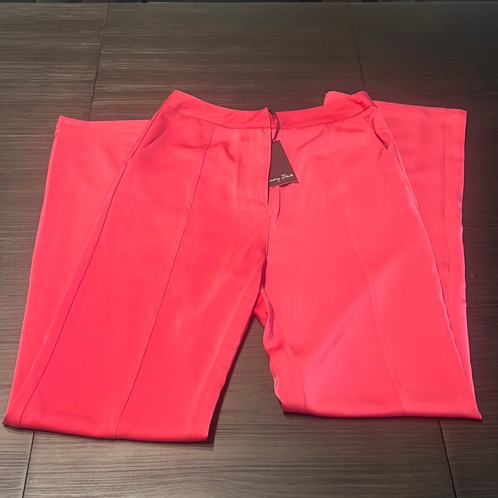 Pink satin trouser pants